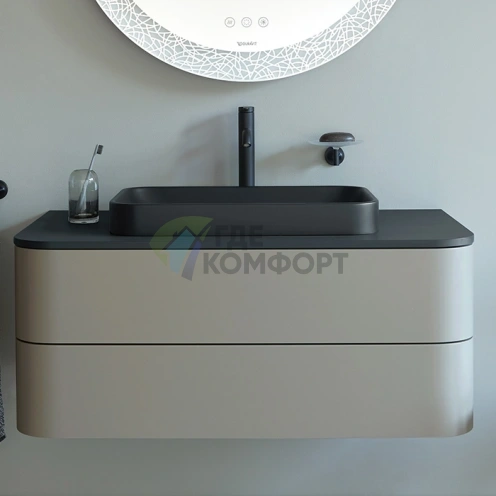 Подвесная тумба Duravit Happy D.2 Plus 408x1000x550 мм, 2 ящика, цвет Stone Grey Satin Matt (HP497109292) - фото 1