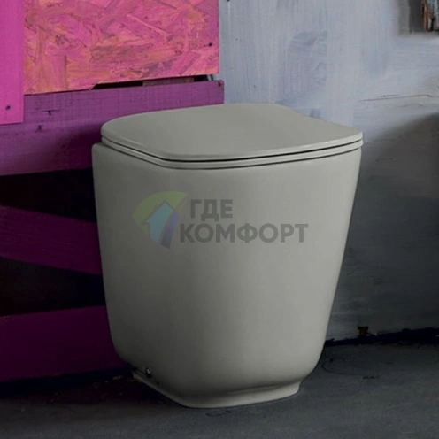 Унитаз напольный пристенный Kerasan Tribeca 55 см безободковый с креплением WB5N, цвет серый матовый (Grigio matt) (511859) - фото 1