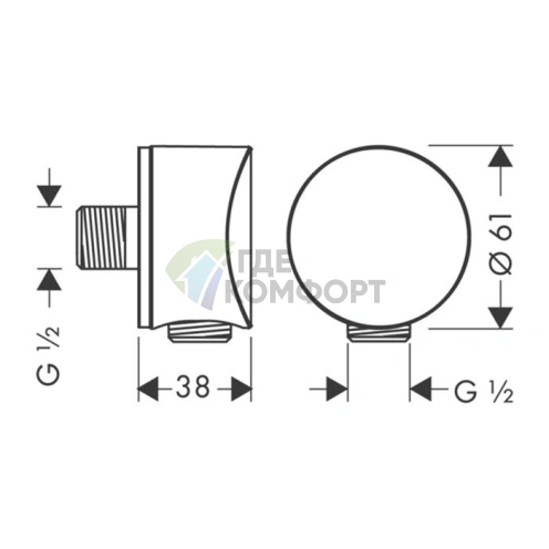 Шланговое подсоединение HG Fixfit G1/2 хром (27453000) - фото 2