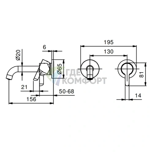 Встраиваемый смеситель Fantini Icona Classic для раковины на 2 отверстия (53 02 R411B) - фото 2