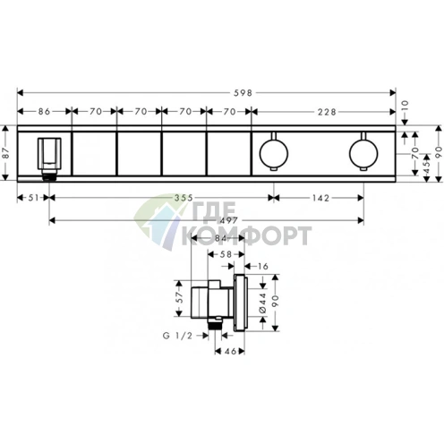 Встраиваемый термостатический смеситель Hansgrohe RainSelect для 4 источников, белый/хром (15357400) - фото 2