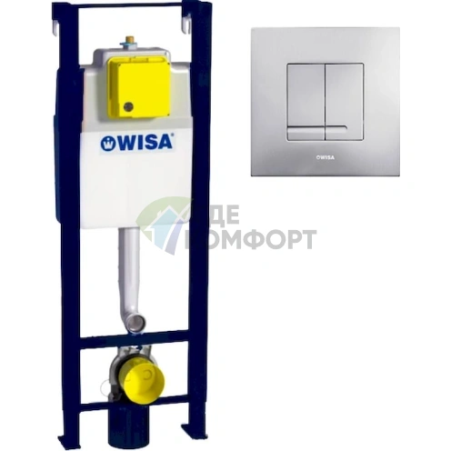 Система инсталляции для унитазов Wisa XS WC Front Basic Cr с кнопкой XS Delos DF матовый хром - фото 1