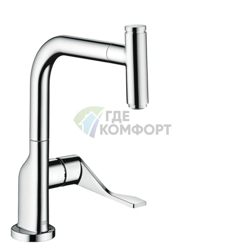 Однорычажный кухонный смеситель с выдвижным душем AX Citterio, хром (39861000) - фото 1