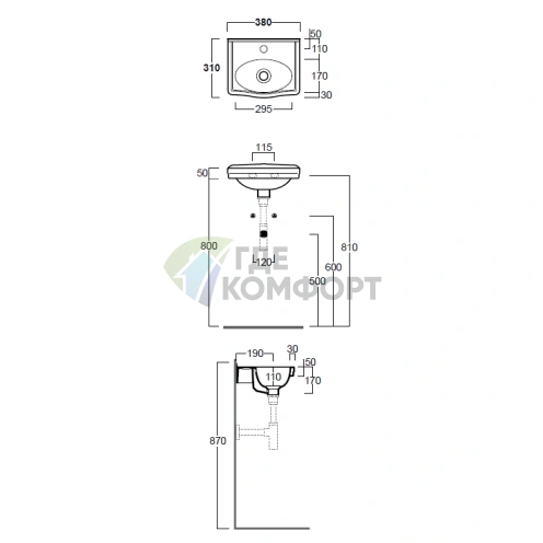 Подвесная раковина SIMAS Londra 38x31 см, белая, с отверстием под смеситель - фото 2