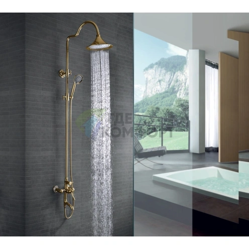 Душевая стойка Lemark Greek LM5562GG с термостатом и верхним душем - фото 2