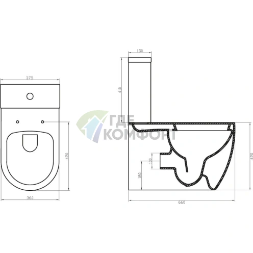 Унитаз-компакт BelBagno Marino безободковый - фото 6