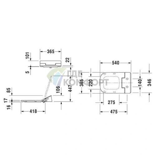 Сиденье для унитаза Duravit SensoWash Slim с функцией биде, 365x540 мм, белый (611300002000300) - фото 2
