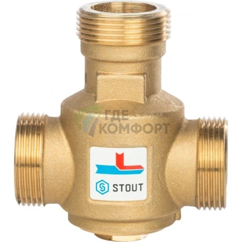 Stout термостатический клапан для твердотопливных котлов НР 1 1/4 55 C - фото 1