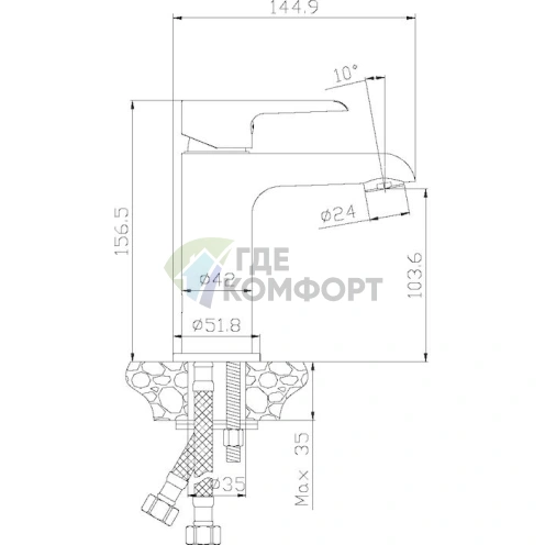 Настенный смеситель для раковины Rossinka W35-12 - фото 3