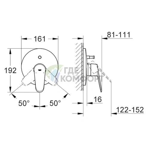 Смеситель Grohe Eurodisc Cosmopolitan 19548002 для ванны и душа - фото 2
