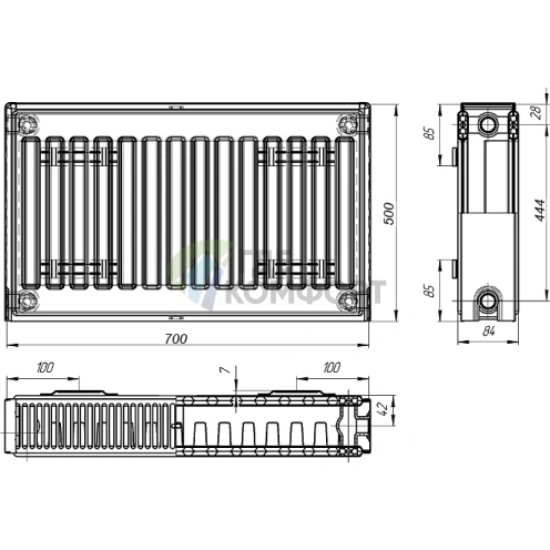 Радиатор стальной панельный Лидея ЛК 21-507 с боковым подключением - фото 5