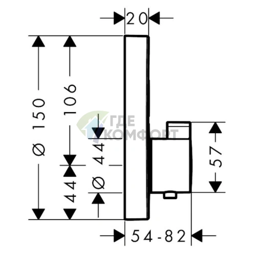Термостатический смеситель Hansgrohe ShowerSelect S с запорными кнопками в полированном золоте (15743990) - фото 2