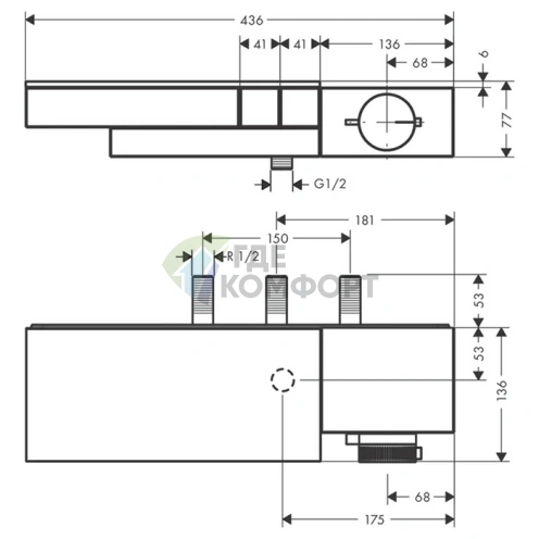 Термостат для душа AX Edge на 2 источника с алмазной огранкой и покрытием полированное красное золото (46241300) - фото 2