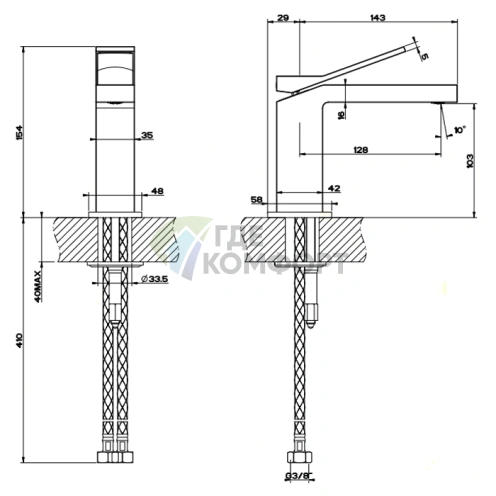 Стильный смеситель Gessi Rettangolo K для раковины в хроме (53002#031) - фото 2
