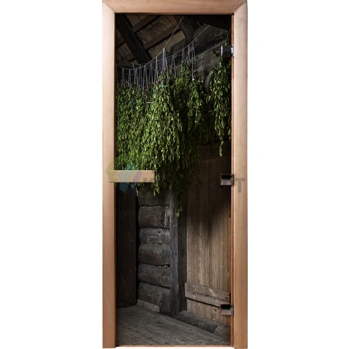 Дверь для бани и сауны Банные штучки 32669 Веники 190х70 - фото 1