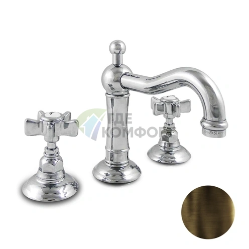 Смеситель для раковины Nicolazzi Dames Anglaises на 3 отверстия с донным клапаном в цвете тёмная бронза (1409DB18) - фото 1