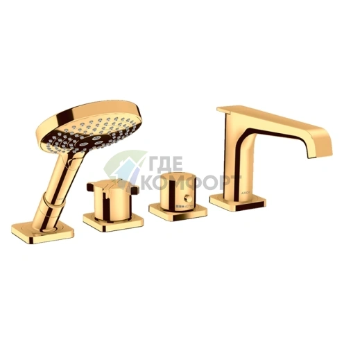 Смеситель для ванны AX Citterio E на 4 отверстия в роскошном полированном золоте (36411990) - фото 1