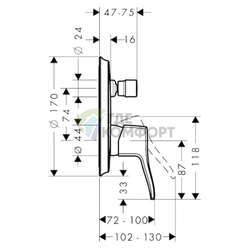 Смеситель Hansgrohe Metris Classic для ванны с душем - фото 2