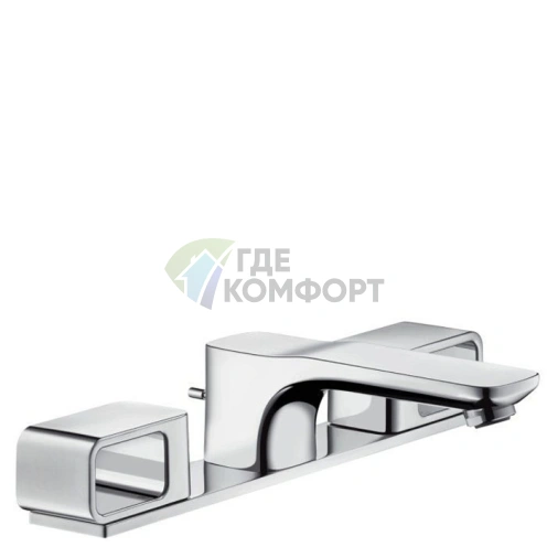 Смеситель для раковины AX Urquiola на 3 отверстия с панелью, донным клапаном и изливом 180 мм, хром (11040000) - фото 1