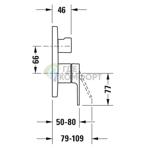 Душевой смеситель Duravit B.3 скрытого монтажа с переключателем и обратным клапаном, хром (B35210018010) - фото 2