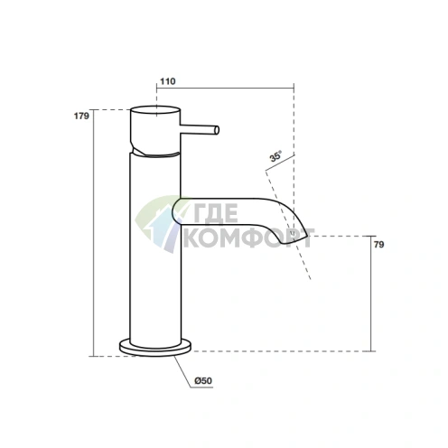 Kerasan Nolita: Однорычажный смеситель для раковины, черный матовый (922631 Nero matt) - фото 2
