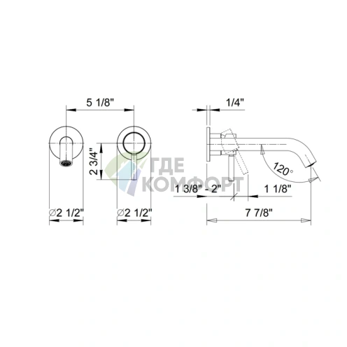 Смеситель для раковины Fantini Nostromo встраиваемый двухвентильный цвет Gun Metal (50 P5 E811B) - фото 2
