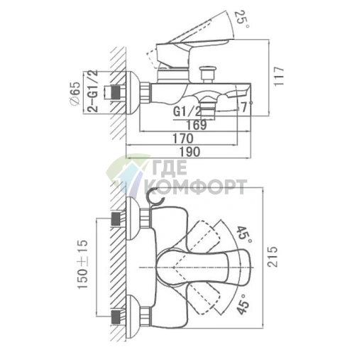 Смеситель для ванны с душем D K Mosel Rhein DA1263201 - фото 2
