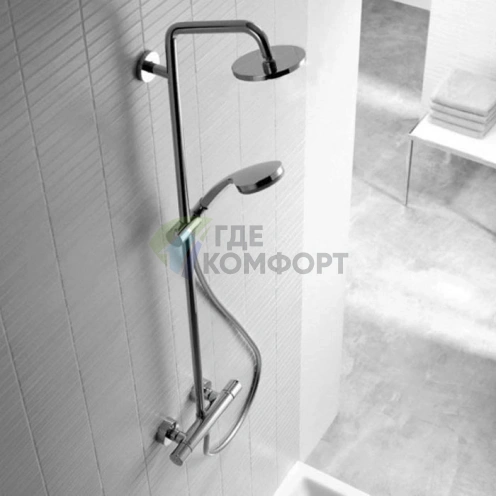 Душевая система HG Croma Showerpipe с термостатом, верхним душем 160 и ручным душем, хром (27135000) - фото 1