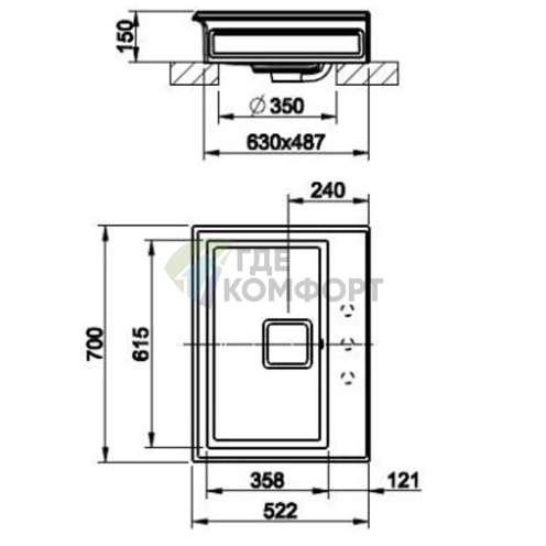 Раковина Gessi Eleganza накладная-подвесная 70x52 см, белая (RAL) - фото 2