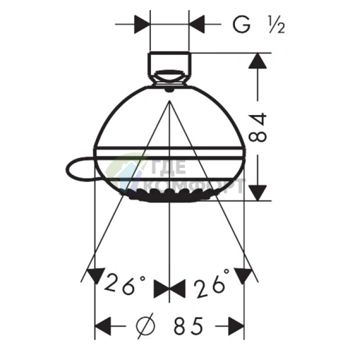 Верхний душ HG Crometta 85 Multi: 3 режима, шарнирное соединение, хром (28425000) - фото 2