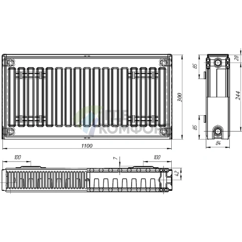 Радиатор стальной панельный Лидея ЛК 21-311 с боковым подключением - фото 5
