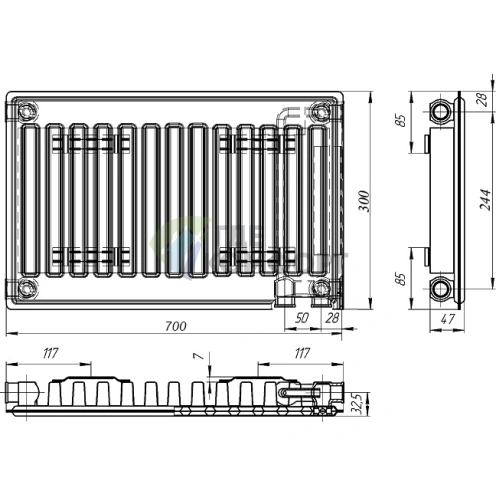 Радиатор стальной панельный Лидея ЛУ 11-307 с нижним подключением - фото 4