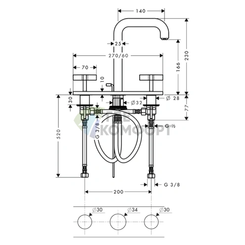 Смеситель для раковины AX Citterio в цвете сталь (39134800) - фото 2