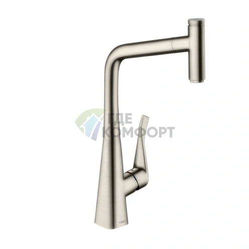 Кухонный смеситель Hansgrohe Metris Select с поворотным изливом, цвет нержавеющая сталь (14857800) - фото 1