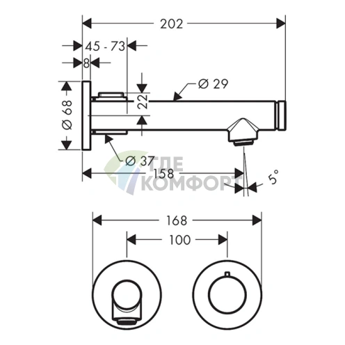 Смеситель для раковины AX Uno Select настенный, цвет шлифованное красное золото (45112310) - фото 2
