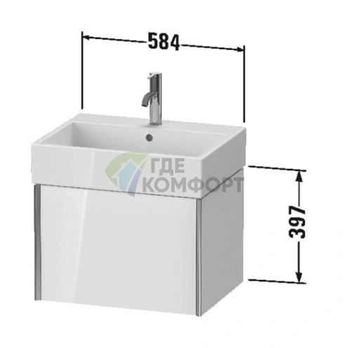 Подвесная тумба Duravit XViu с ящиком, цвет walnut dark/черный матовый (XV42340B221) - фото 2