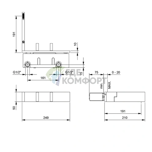 Настенный смеситель для раковины Fantini AK/25 Matt Gun Metal PVD (48P5T113B) - фото 2