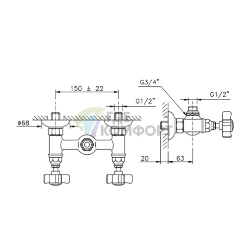 Смеситель для душа Nicolazzi Dames Anglaises с верхним изливом, бронза (1425BZ18) - фото 2
