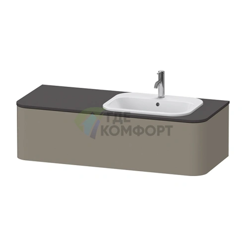 Подвесная тумба Duravit Happy D.2 Plus, 354x1300x550 мм, 1 ящик, цвет stone grey satin matt (HP4952R9292) - фото 1