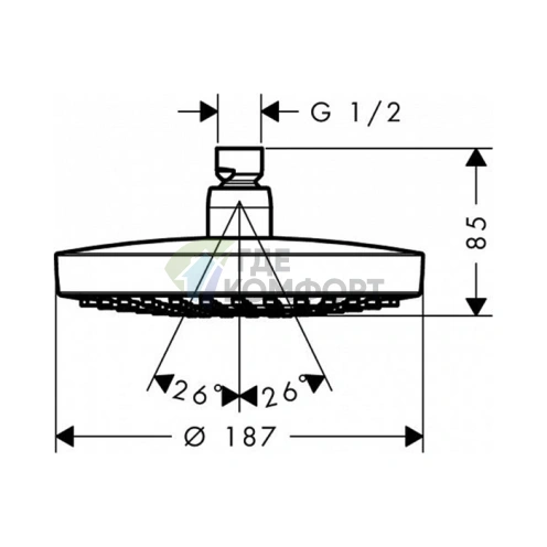Верхний душ HG Raindance Select S 180 мм с 2jet Rain и IntenseRain, шарнирное соединение, цвет белый/хром (26522400) - фото 2