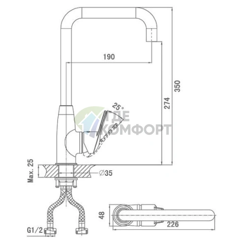 Смеситель для кухни D K Arbeo Bayern DA1242401 с высоким изливом - фото 2