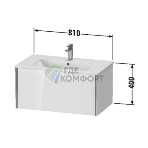 Подвесная тумба Duravit XViu 400x810x480 мм, белая глянцевая, с выдвижным отделением (XV40260B122) - фото 2