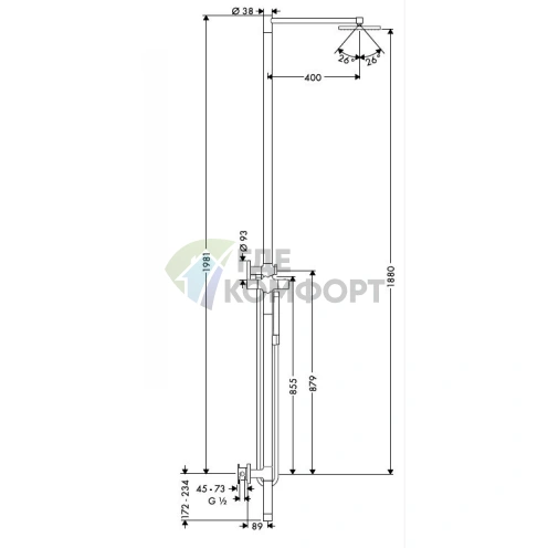 Душевая колонна AX Starck с термостатом и верхним душем 240 мм (10912000) - фото 2