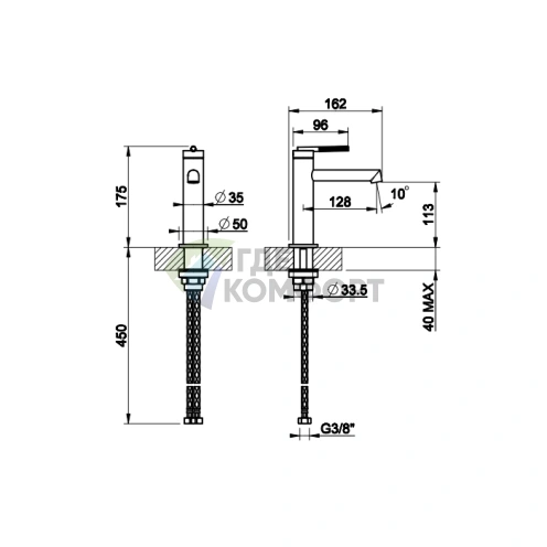 Смеситель для раковины Gessi Ingranaggio без донного клапана (63502#031) - фото 2
