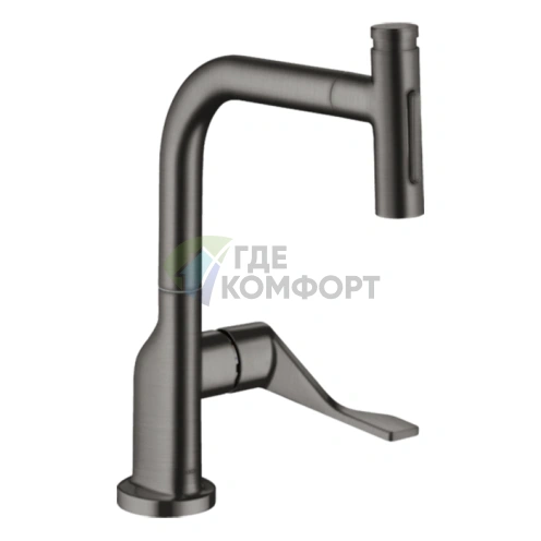 Смеситель для кухни AX Citterio с вытяжным изливом, шлифованный черный хром (39863340) - фото 1