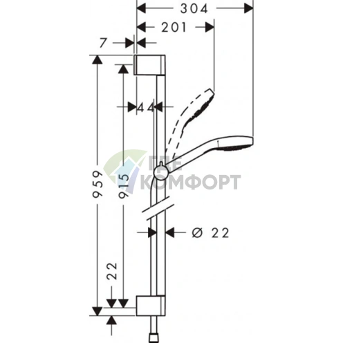 Душевой набор HG Croma Select S: штанга 900 мм, ручной душ с системами Rain, цвет белый/хром (26572400) - фото 2