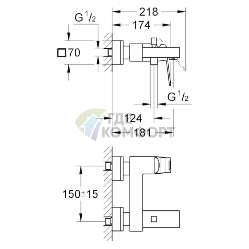 Смеситель Grohe Eurocube 23140000 для ванны с душем и термостатом - фото 6