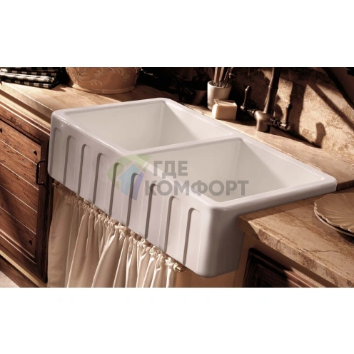 Кухонная раковина Kerasan Hannah Surrey белая без отверстия под смеситель (545101) - фото 3