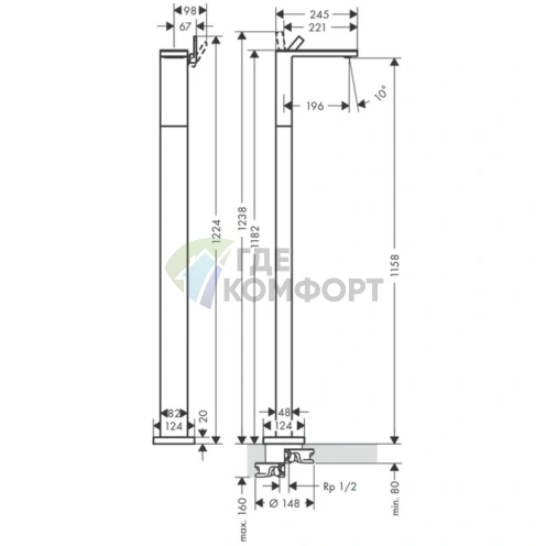 Панель для смесителя AX MyEdition на излив 245 мм, металл, хром (47904000) - фото 2