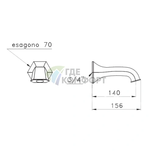 Настенный излив для ванны Stella Eccelsa с покрытием золото 24К (EC 09000 AU00) - фото 2